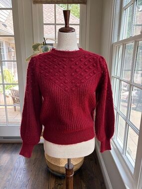 Design History Red Textured Bobble Knit Sweater Size Small